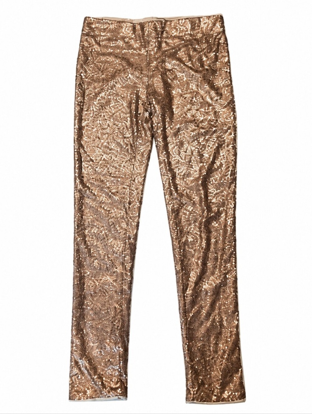 Sequin Lined Skinny Pants - Rose Gold Sparkle